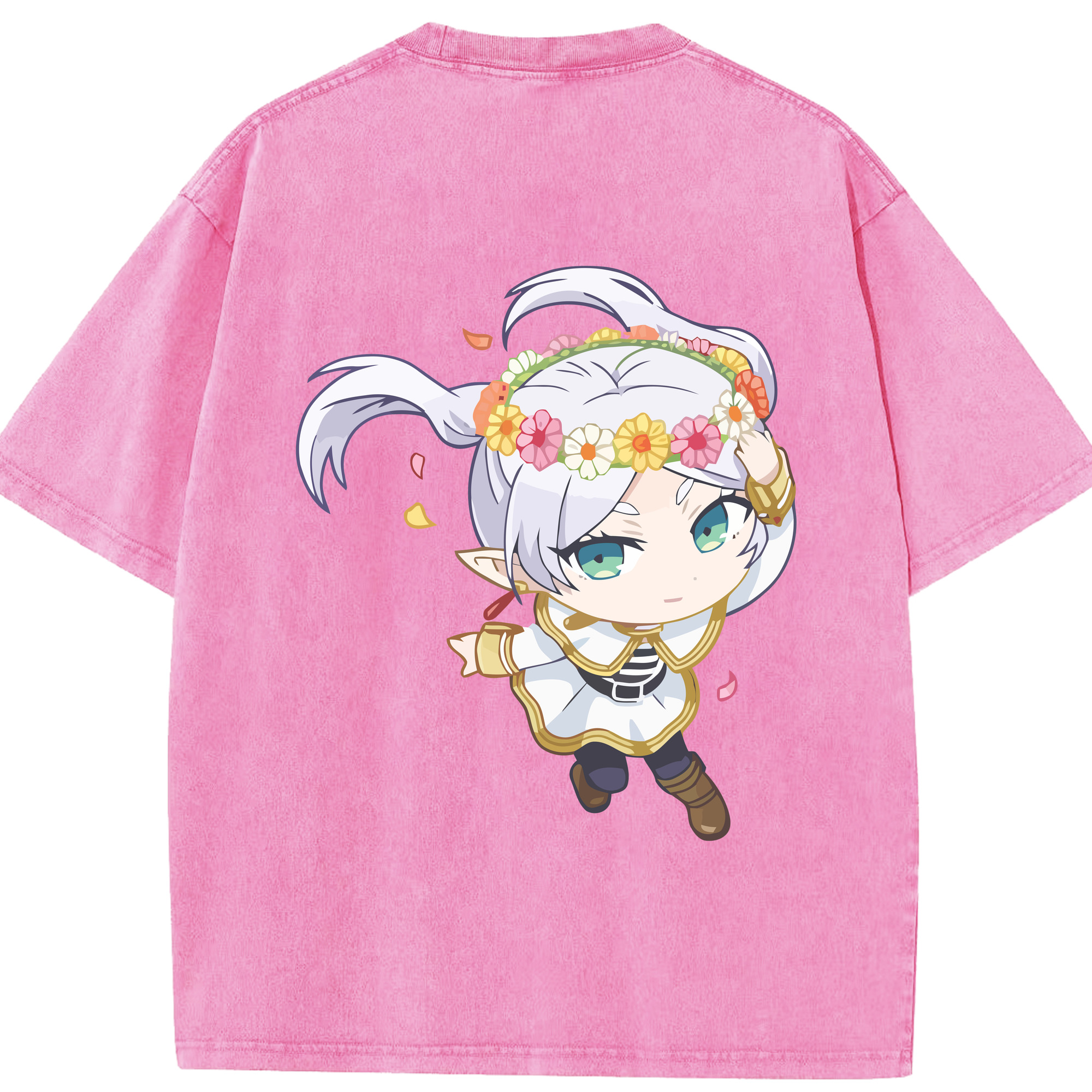 （画像用） 葬送のフリーレン Frieren 綿100% ヴィンテージ風 半袖Tシャツ（背面プリント）